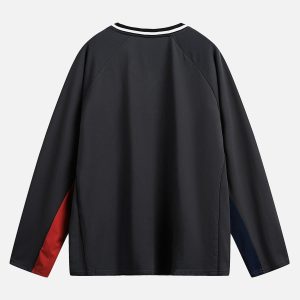 Concert Outfit Jersey Contrast Color Stitching Long Sleeve T-Shirt