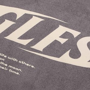 Concert Outfit Jersey Deconstructed Contrast Color Stitching Print T-Shirt