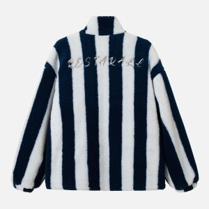 Concert Outfit Jersey Embroidered Cheetah Print Striped Sherpa Jacket