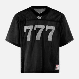 Concert Outfit Jersey Letter Print Quick Dry V-Neck T-Shirt