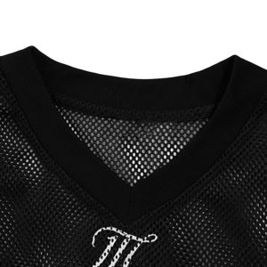 Concert Outfit Jersey Letter Print Quick Dry V-Neck T-Shirt