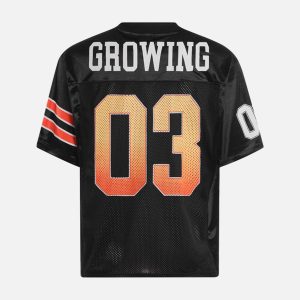 Concert Outfit Jersey Print V-Neck Oversize Short Sleeve T-Shirt