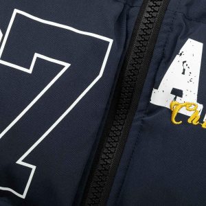 Concert Outfit Jersey Stand Collar Embroidered Quilted Puffer Jacket