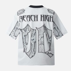 Concert Outfit Jersey Style Snake Print T-Shirt