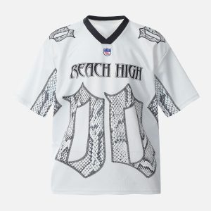 Concert Outfit Jersey Style Snake Print T-Shirt