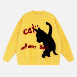 Concert Outfit Kitten Jacquard Mohair Sweater