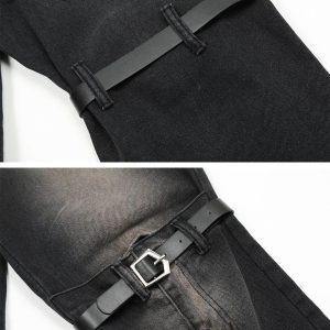 Concert Outfit Knee Belt Loose Jeans