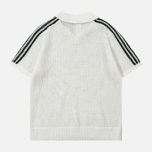 Concert Outfit Knitted Short Sleeve Polo Sweater