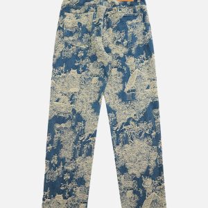 Concert Outfit Landscape Jacquard Straight Jeans