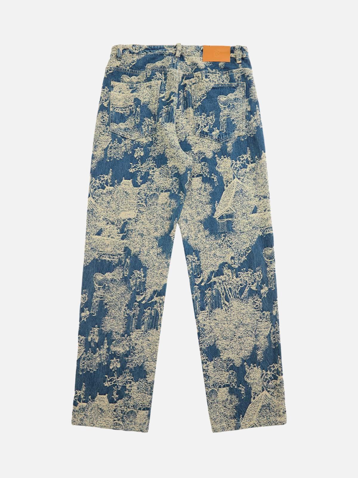Concert Outfit Landscape Jacquard Straight Jeans Concert Outfit Landscape Jacquard Straight Jeans