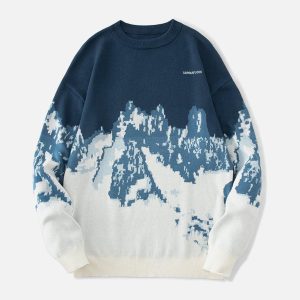 Concert Outfit Landscape Snow Mountain Jacquard Sweater