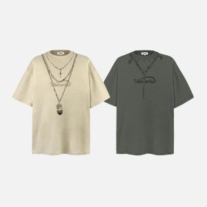 Concert Outfit Layered Chains Graphic Print Tee