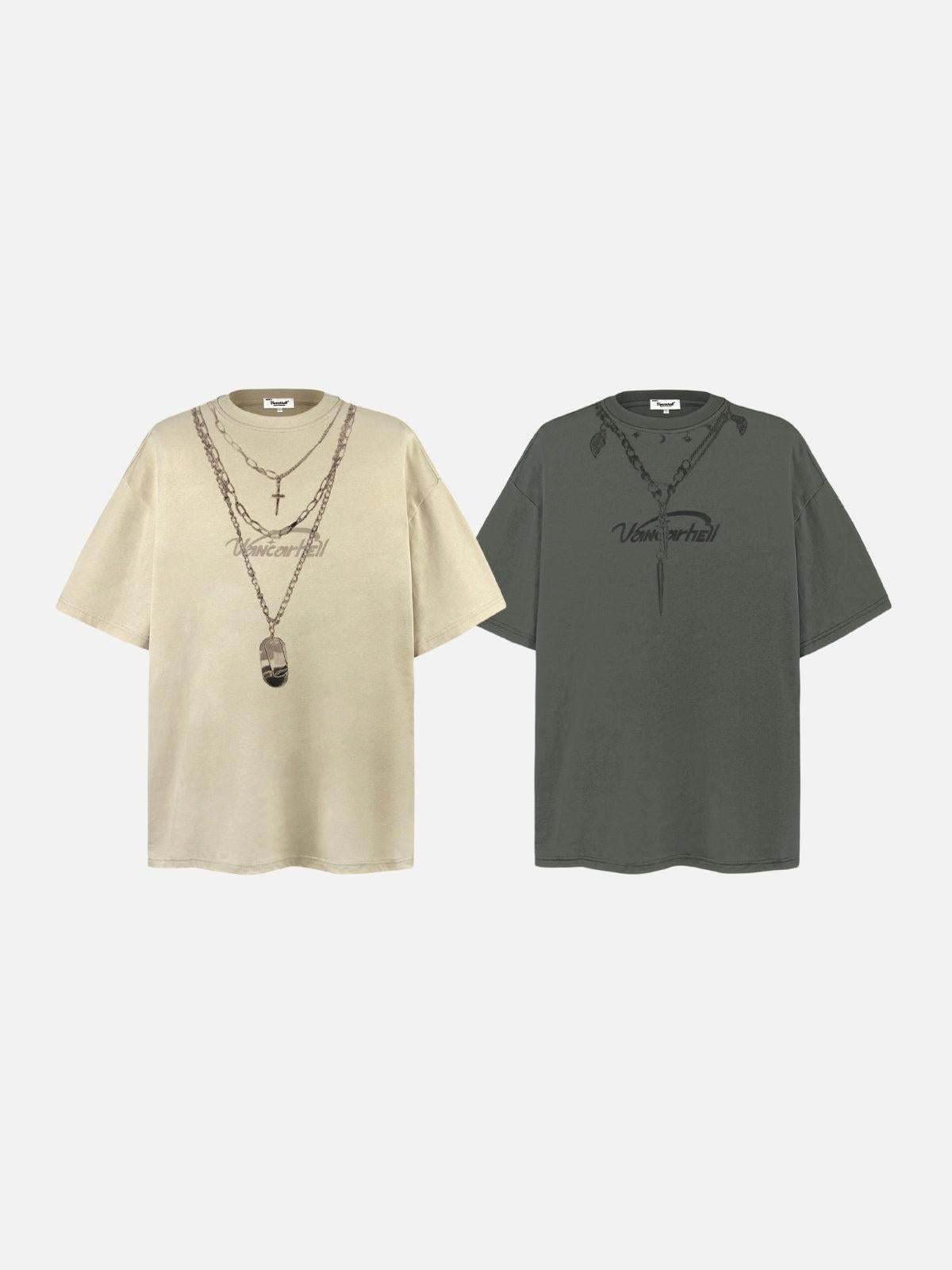 Concert Outfit Layered Chains Graphic Print Tee Concert Outfit Layered Chains Graphic Print Tee