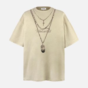 Concert Outfit Layered Chains Graphic Print Tee