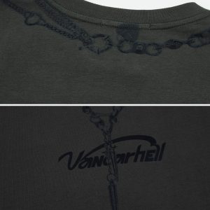 Concert Outfit Layered Chains Graphic Print Tee