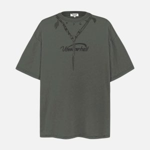 Concert Outfit Layered Chains Graphic Print Tee