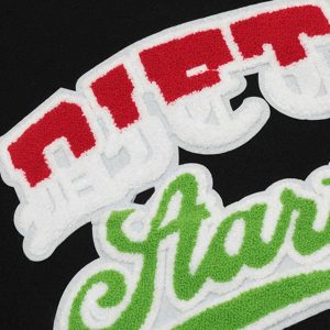 Concert Outfit Leather Patchwork  Embroidery Quilted Bomber Jacket