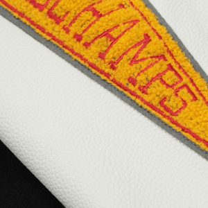 Concert Outfit Leather Patchwork  Embroidery Quilted Bomber Jacket