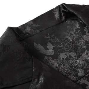 Concert Outfit Leaves Pattern  Black Vintage Shirts