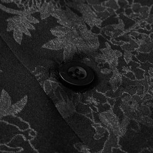 Concert Outfit Leaves Pattern  Black Vintage Shirts