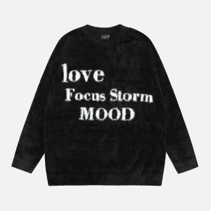 Concert Outfit Leisure Letter Round Neck Sweater