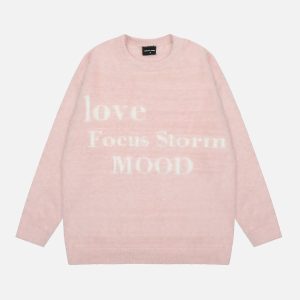 Concert Outfit Leisure Letter Round Neck Sweater