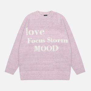 Concert Outfit Leisure Letter Round Neck Sweater