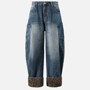 Concert Outfit Leopard Print Barrel Cuffed Jeans