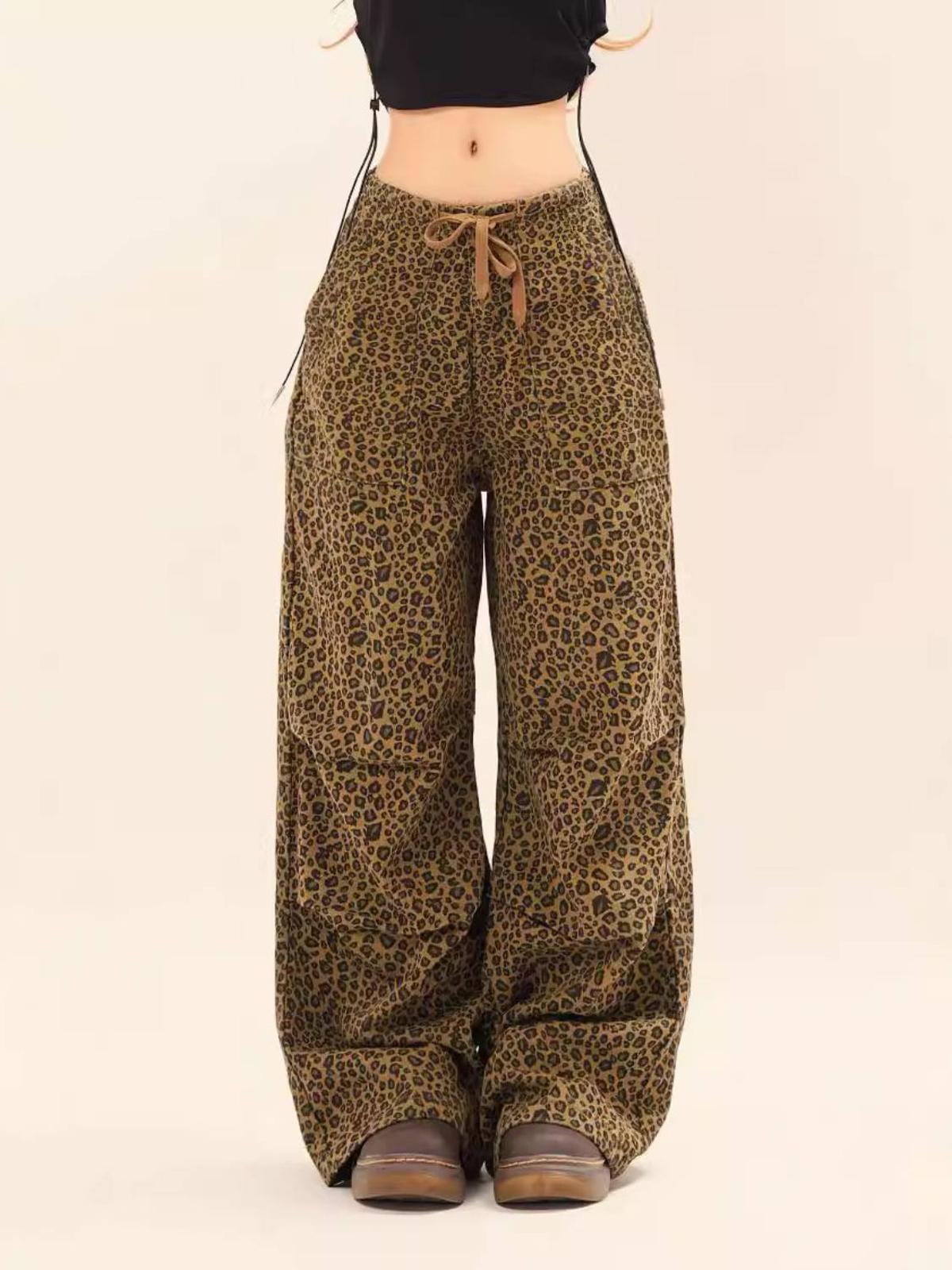 Concert Outfit Leopard Print Drawstring Cargo Pants Concert Outfit Leopard Print Drawstring Cargo Pants