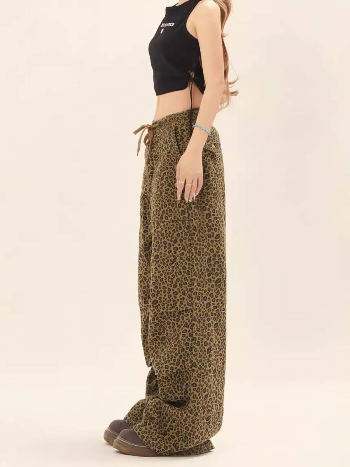 Concert Outfit Leopard Print Drawstring Cargo Pants Concert Outfit Leopard Print Drawstring Cargo Pants