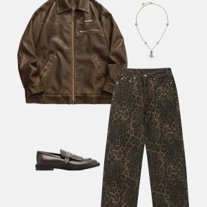 Concert Outfit Leopard Print Jeans