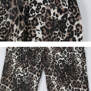Concert Outfit Leopard Print Pleated Drawstring Pants