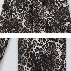 Concert Outfit Leopard Print Pleated Drawstring Pants