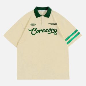 Concert Outfit Letter Embroidered Polo Shirt