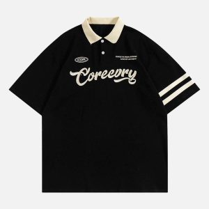 Concert Outfit Letter Embroidered Polo Shirt
