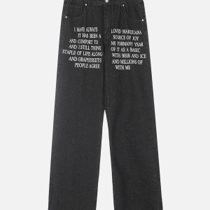 Concert Outfit Letter Embroidery Hip-Hop Washed Jeans