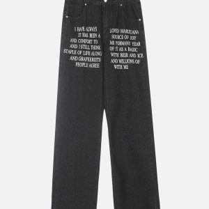 Concert Outfit Letter Embroidery Hip-Hop Washed Jeans