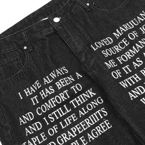 Concert Outfit Letter Embroidery Hip-Hop Washed Jeans