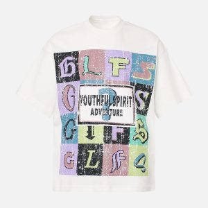 Concert Outfit Letter Graphic Crew-Neck T-Shirt