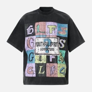Concert Outfit Letter Graphic Crew-Neck T-Shirt