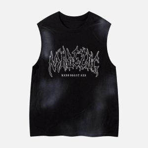 Concert Outfit Letter Patchwork Gradient Tank Top