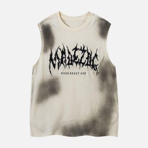 Concert Outfit Letter Patchwork Gradient Tank Top