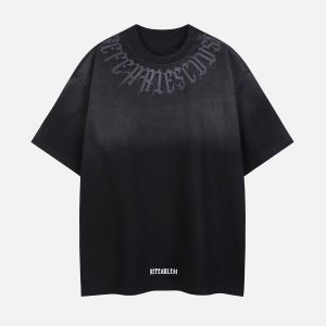 Concert Outfit Letter Printing Gradient Tee