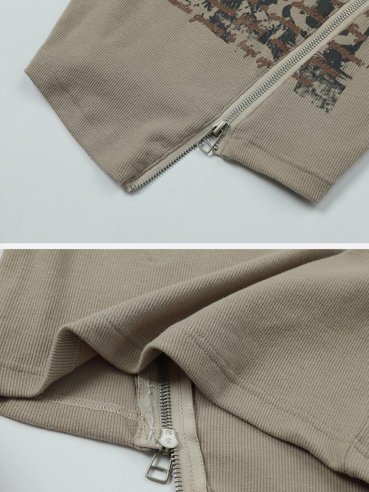 Concert Outfit Letter Printing Zip Tee Concert Outfit Letter Printing Zip Tee