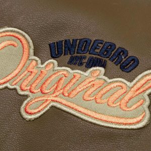 Concert Outfit Lettering Embroidered Leather Bomber Jacket