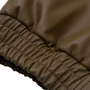 Concert Outfit Lettering Embroidered Leather Bomber Jacket