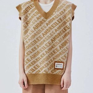 Concert Outfit Letters Graphic Sweater Vests