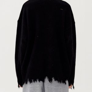 Concert Outfit Letters Ripped Hole Sweater