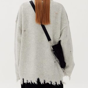 Concert Outfit Letters Ripped Hole Sweater