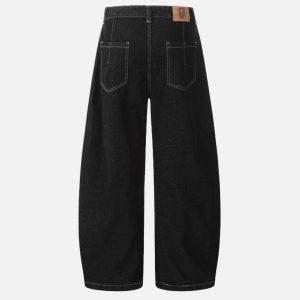 Concert Outfit Line Embroidery Barrel Loose Jeans